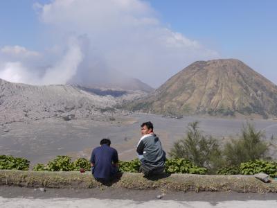 Bromo volcano (left) from the hotel