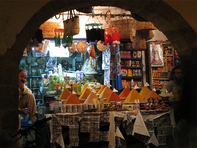 Spice vendor in Essaouira's souq