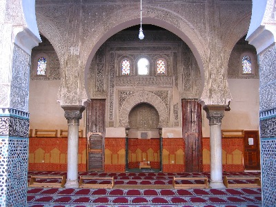 Prayer hall in the medersa in Fès
