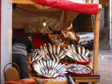 Fish vendor in Asian part